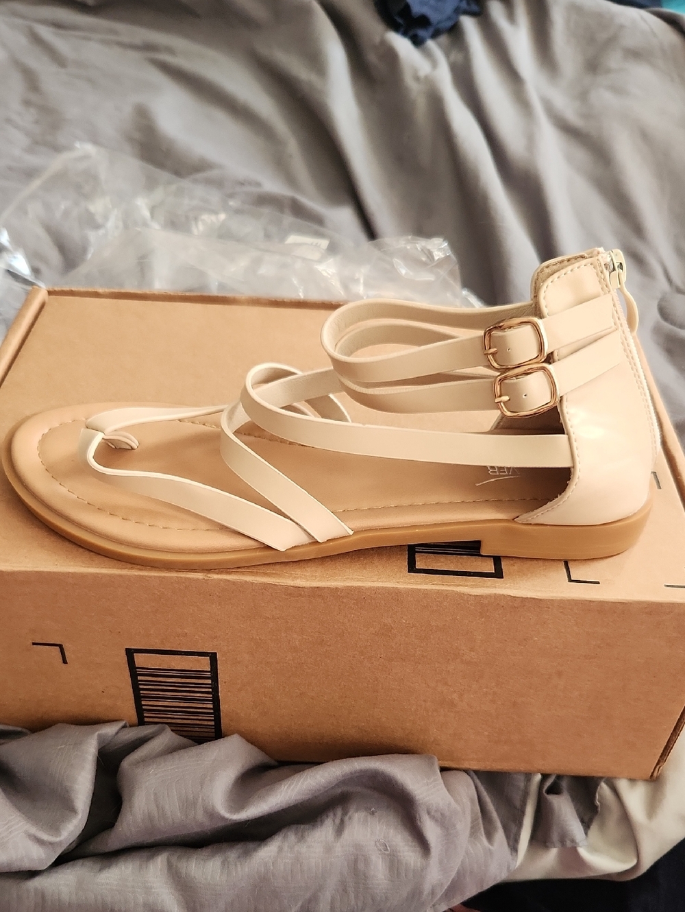 Women's Cream Strappy Sandals - Minimal Slide